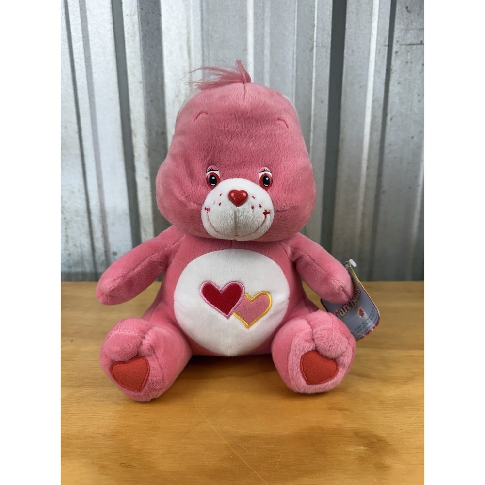 Vintage 2003 Care Bears Love-a-Lot Bear Sitting Pink Plush 12 Inch Nanco w/ Tag